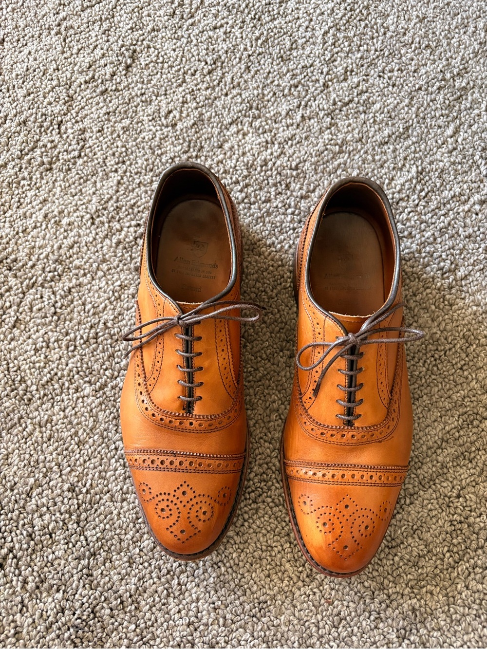 Allen Edmonds Strand 9.5 E Cap-toe Brogue Oxford Classic USA-made Timelesss